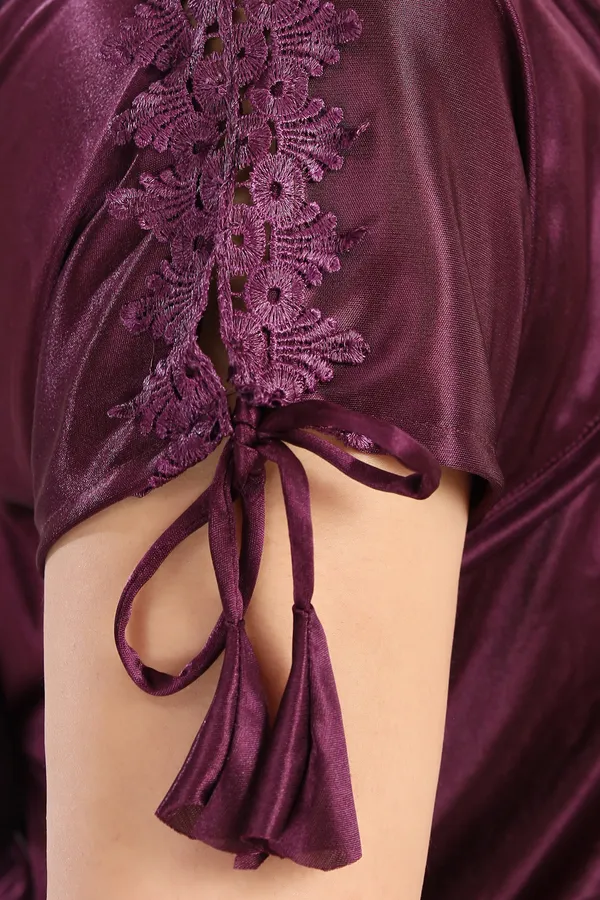 LIFE-TALE_Women's_Fancy_Satin_Nighty/Night_Gown/Night_Dress(Violet)