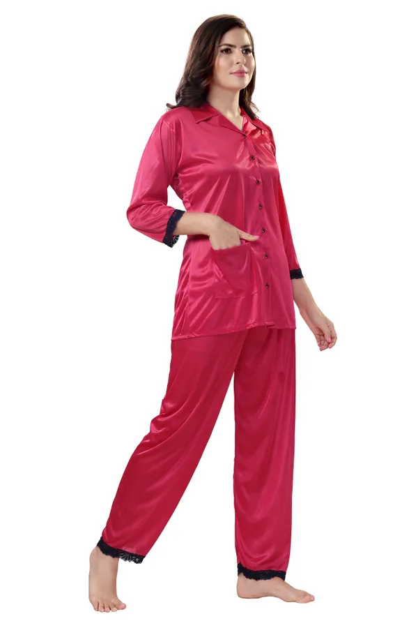 LIFE-TALE_Women's_Pink_Satin_Night_Suit/Night_Wear