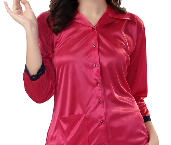 LIFE-TALE_Women's_Pink_Satin_Night_Suit/Night_Wear