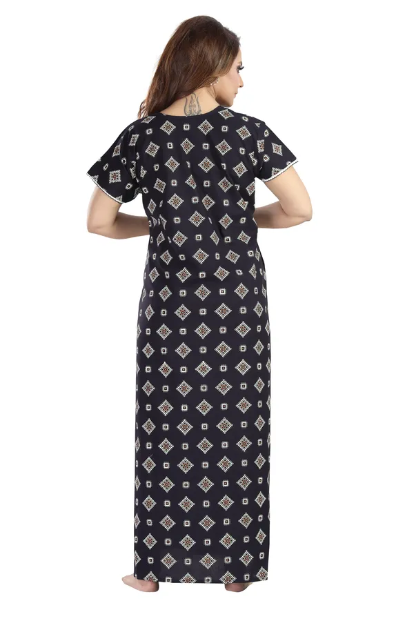 Navy_Blue_Cotton_Square_Print_Long_Zip_Feeding_Regular_Nighty_For_Women