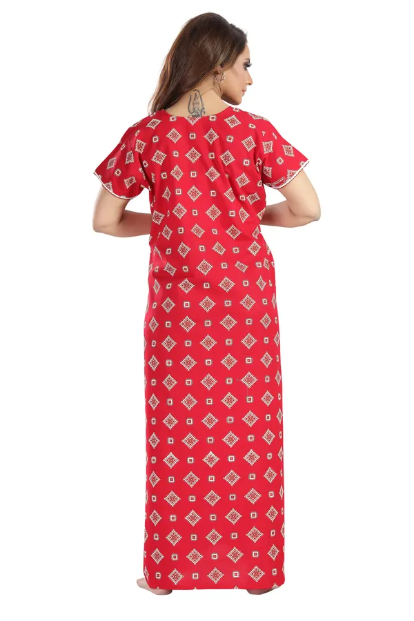 Red_Cotton_Square_Print_Long_Zip_Feeding_Regular_Nighty_For_Women