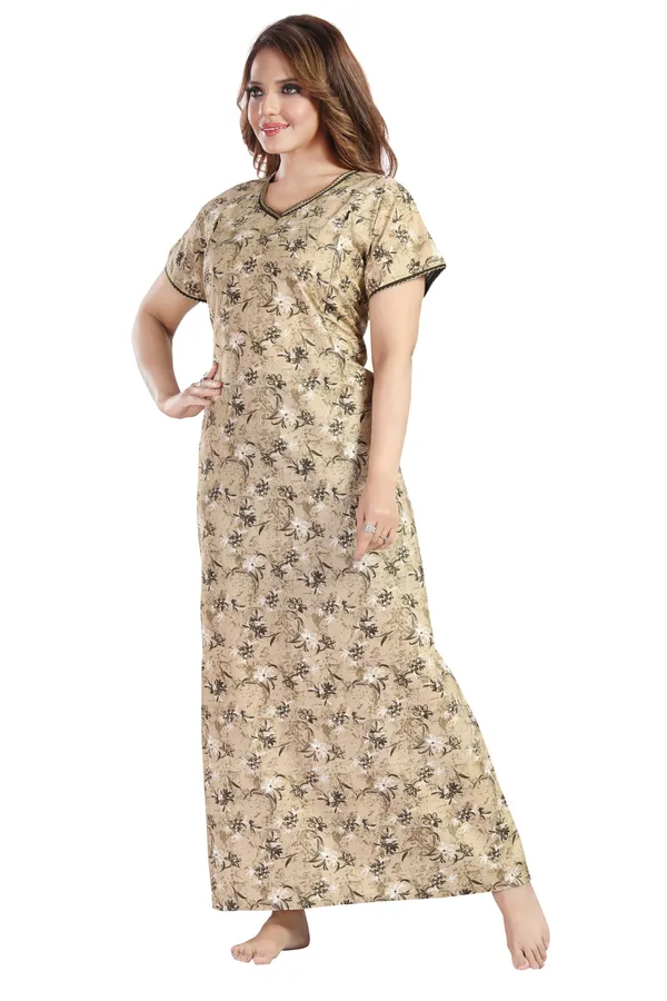 Brown_Cotton_Square_Print_Invisible_Zip_Feeding_Regular_Nighty_For_Women