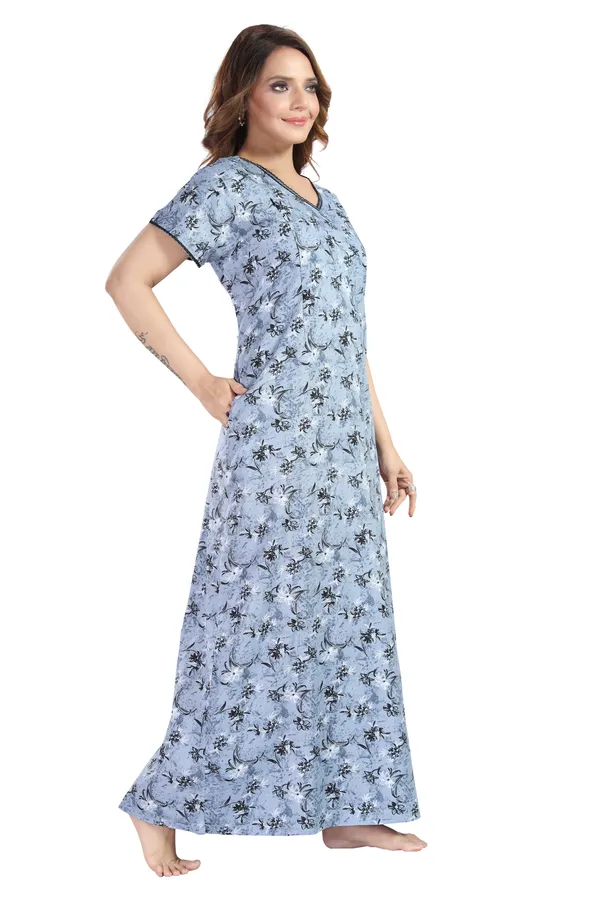 Grey_Cotton_Square_Print_Invisible_Zip_Feeding_Regular_Nighty_For_Women