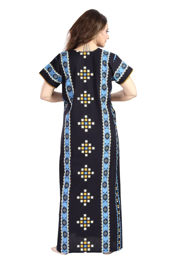 Navy_Blue_Cotton_Square_Print_Invisible_Zip_Feeding_Regular_Nighty_For_Women