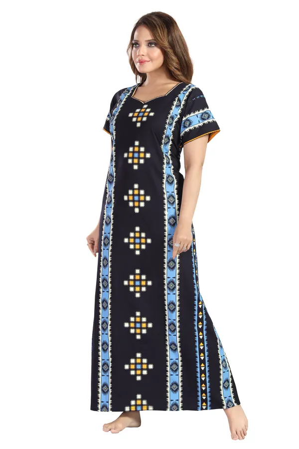 Navy_Blue_Cotton_Square_Print_Invisible_Zip_Feeding_Regular_Nighty_For_Women
