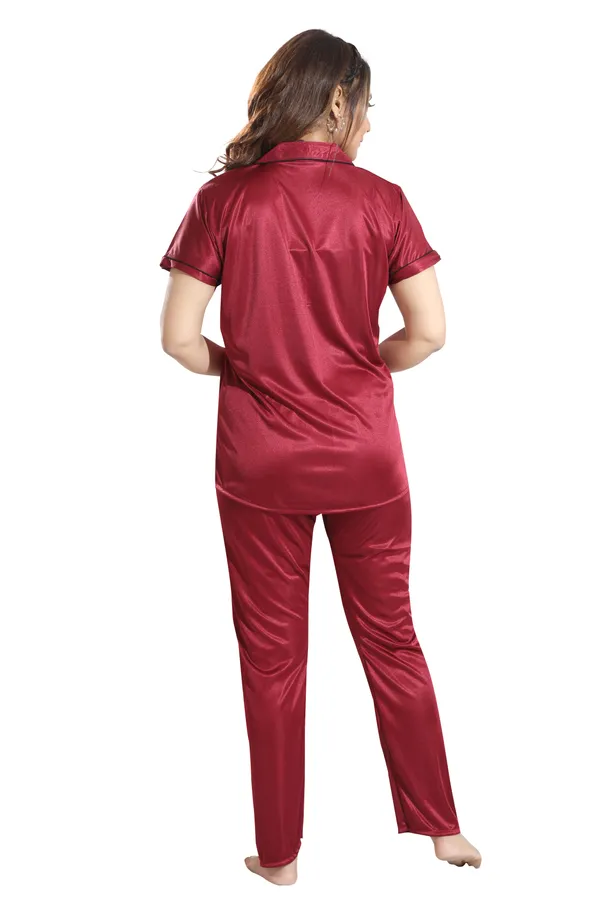 Maroon_Satin_Regular_Confortable_Night_Suit_Set_For_Women