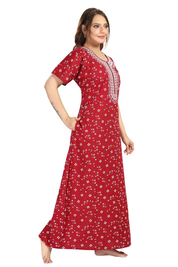 Maron_Cotton_Regular_Maternity_&_Feeding_Long_Zip_Nighty_For_Women