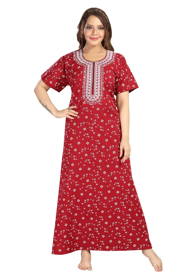Maron_Cotton_Regular_Maternity_&_Feeding_Long_Zip_Nighty_For_Women