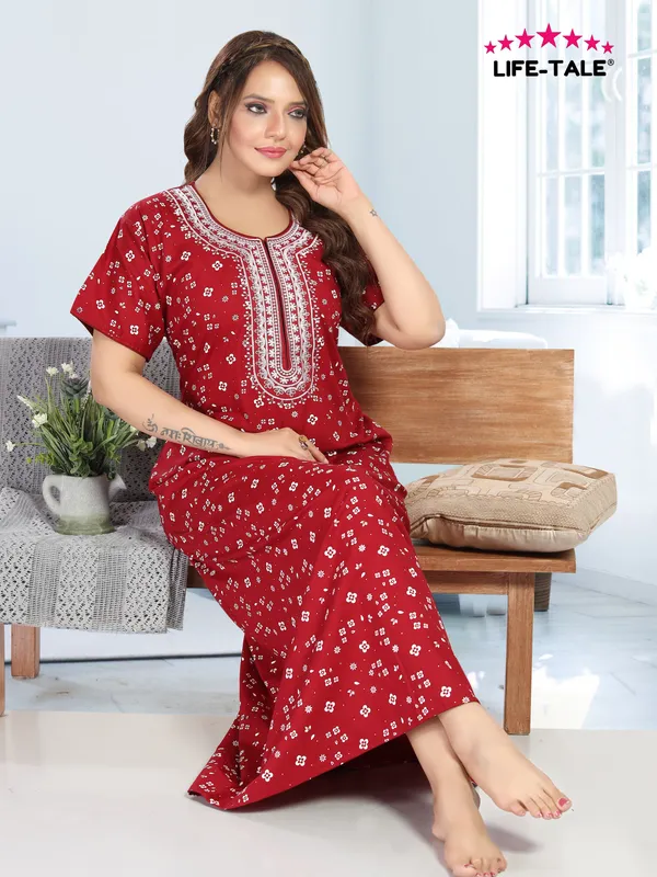 Maron_Cotton_Regular_Maternity_&_Feeding_Long_Zip_Nighty_For_Women