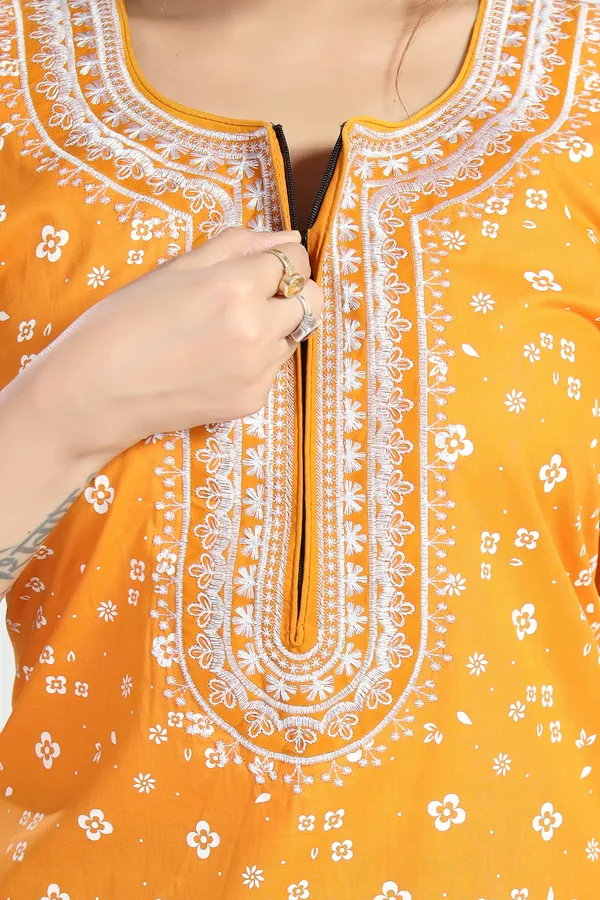 Yellow_Cotton_Regular_Maternity_&_Feeding_Long_Zip_Nighty_For_Women