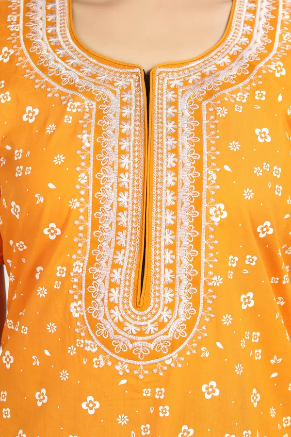 Yellow_Cotton_Regular_Maternity_&_Feeding_Long_Zip_Nighty_For_Women