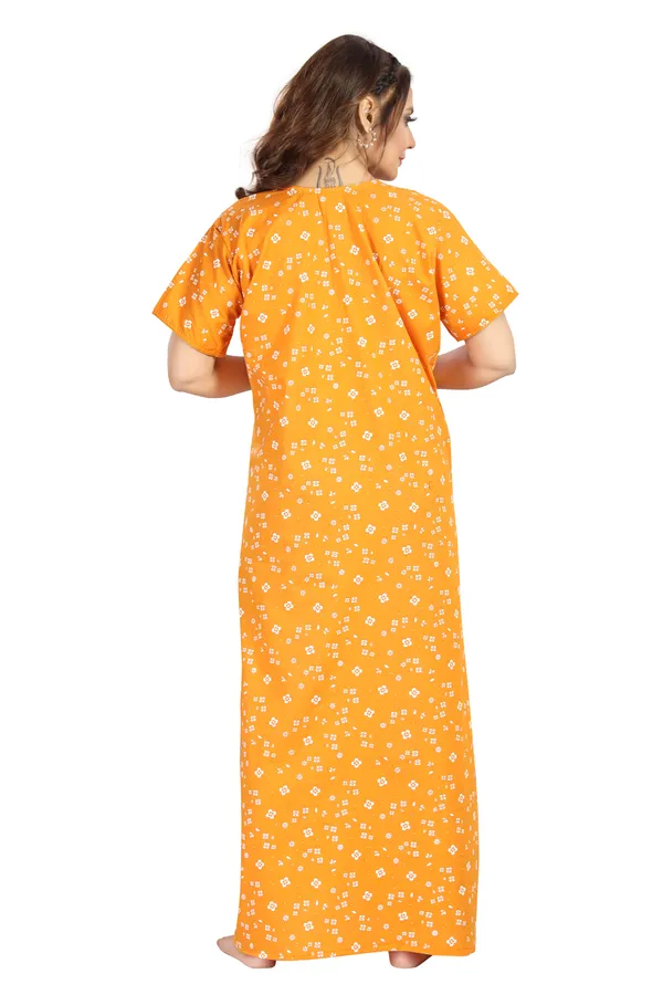 Yellow_Cotton_Regular_Maternity_&_Feeding_Long_Zip_Nighty_For_Women