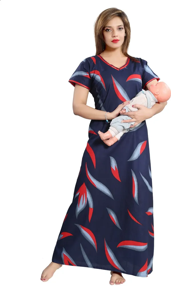 Red_Cotton_Blend_Printed_Regular_Maternity_&_Nursing_Nighty_For_Women