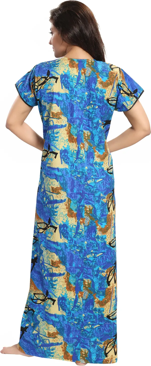 Blue_Cotton_Blend_Printed_Regular_Nighty_For_Women