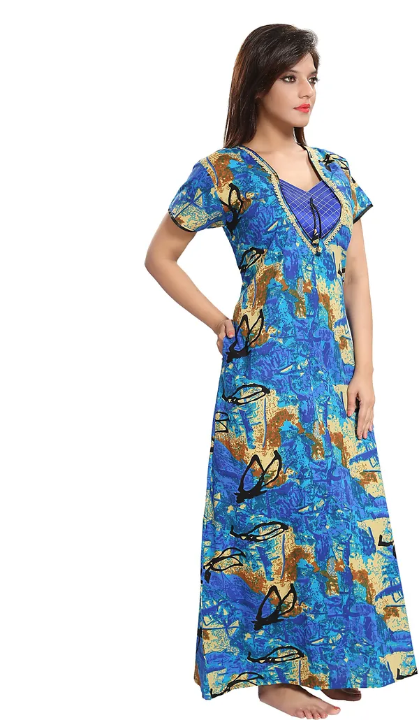 Blue_Cotton_Blend_Printed_Regular_Nighty_For_Women