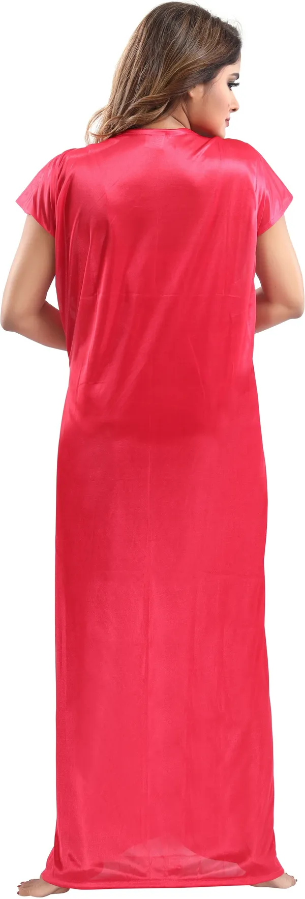 Cherry_Red_Satin_2_Pc_Solid_Honeymoon_&_Regular_Nighty_With_Robe_For_Women