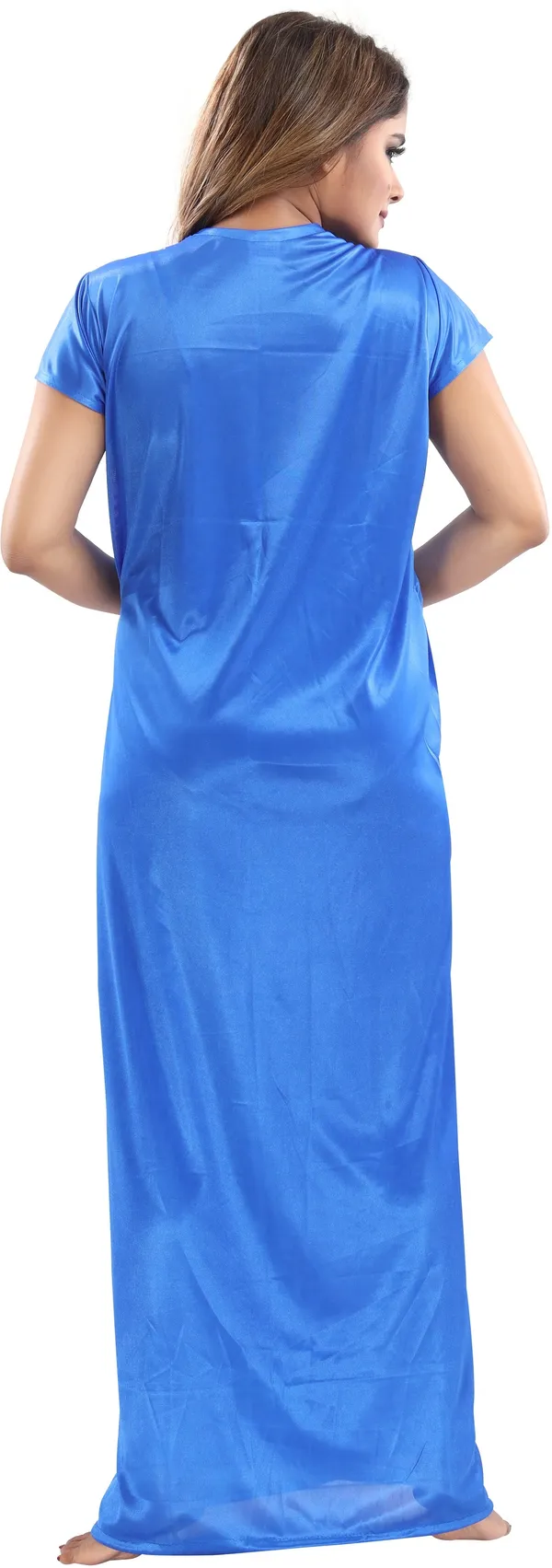 Pack_of_2_Blue_Satin_Solid_Honeymoon_Nighty_With_Robe_For_Women