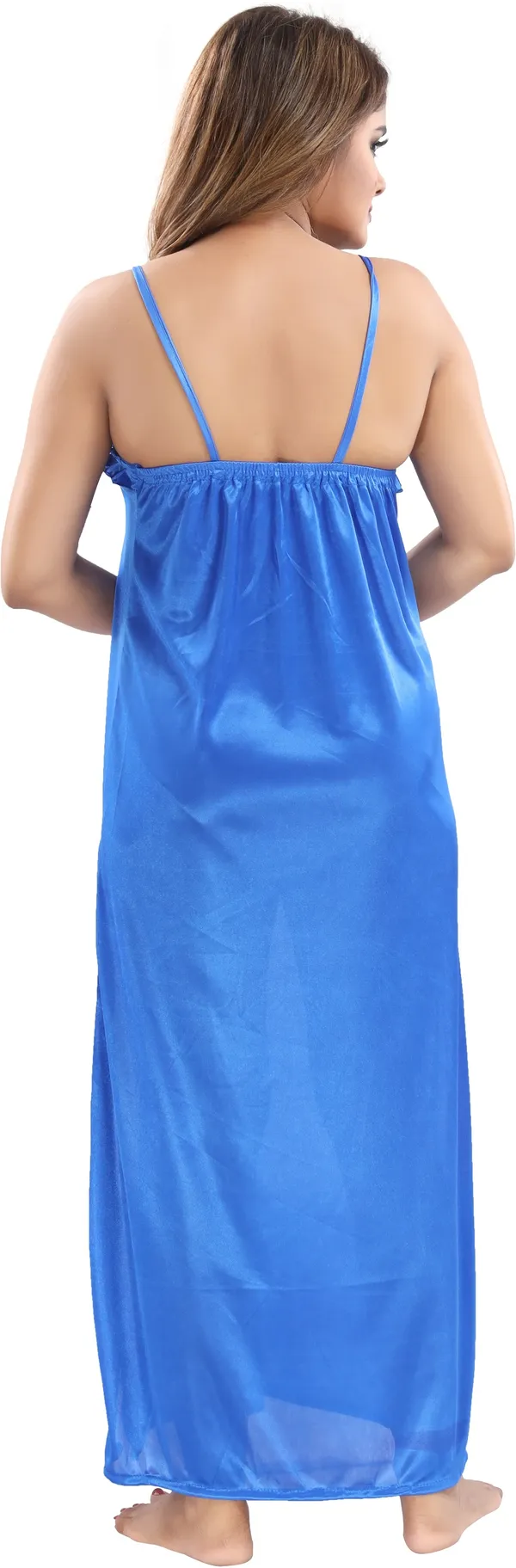 Pack_of_2_Blue_Satin_Solid_Honeymoon_Nighty_With_Robe_For_Women