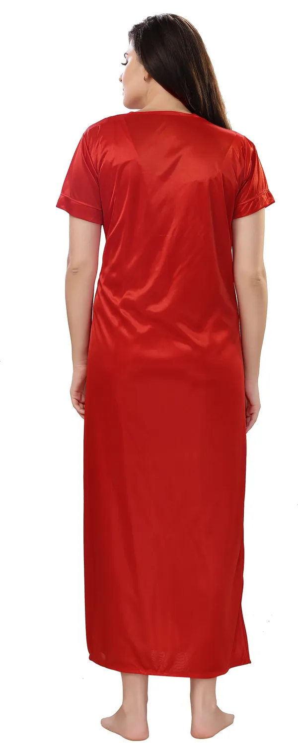 4-Piece_Red_Satin_Solid_Honeymoon_Nighty_Set_For_Women