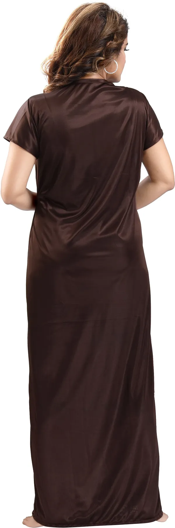 Pack_of_2_Brown_Satin_Self_Design_Honeymoon_Nighty_With_Robe_For_Women