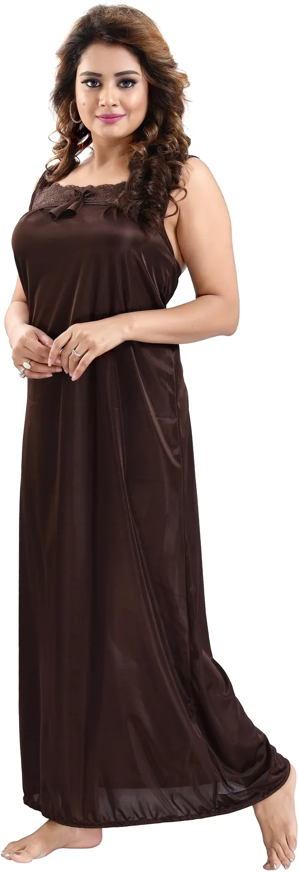 Pack_of_2_Brown_Satin_Self_Design_Honeymoon_Nighty_With_Robe_For_Women