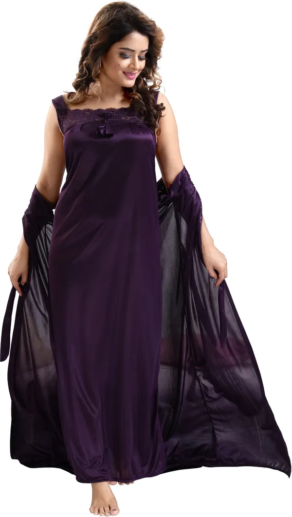 Pack_of_2_Purple_Satin_Self_Design_Honeymoon_Nighty_With_Robe_For_Women