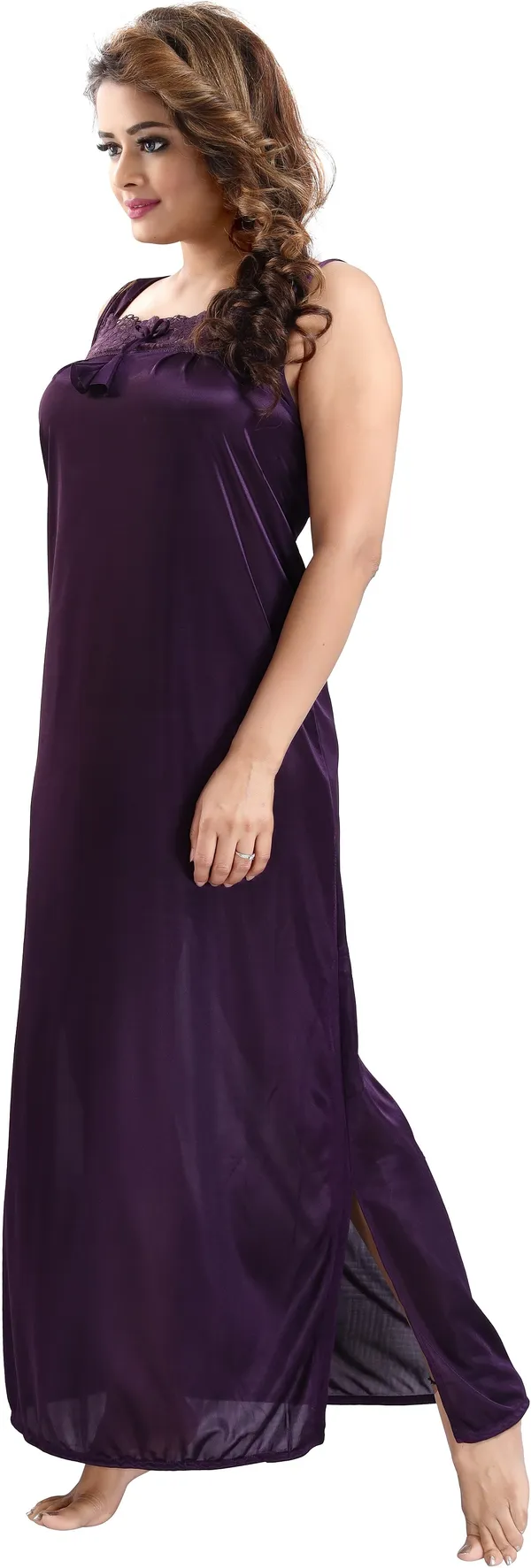Pack_of_2_Purple_Satin_Self_Design_Honeymoon_Nighty_With_Robe_For_Women