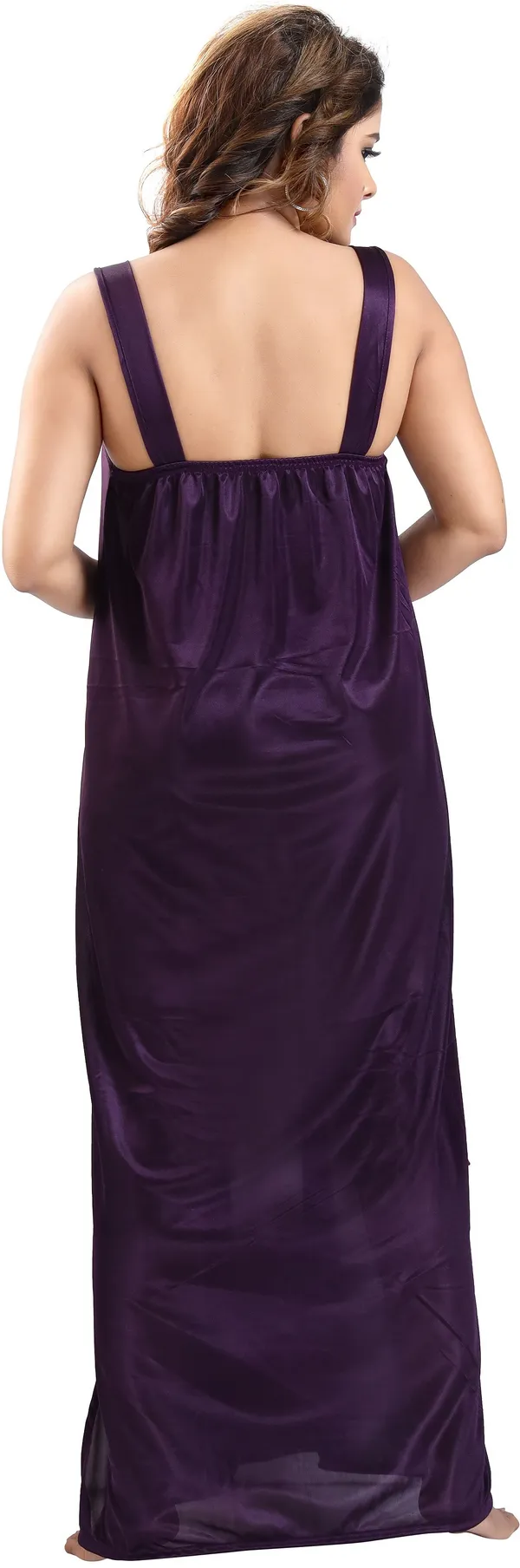 Pack_of_2_Purple_Satin_Self_Design_Honeymoon_Nighty_With_Robe_For_Women