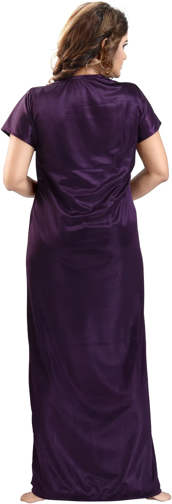 Pack_of_2_Purple_Satin_Self_Design_Honeymoon_Nighty_With_Robe_For_Women