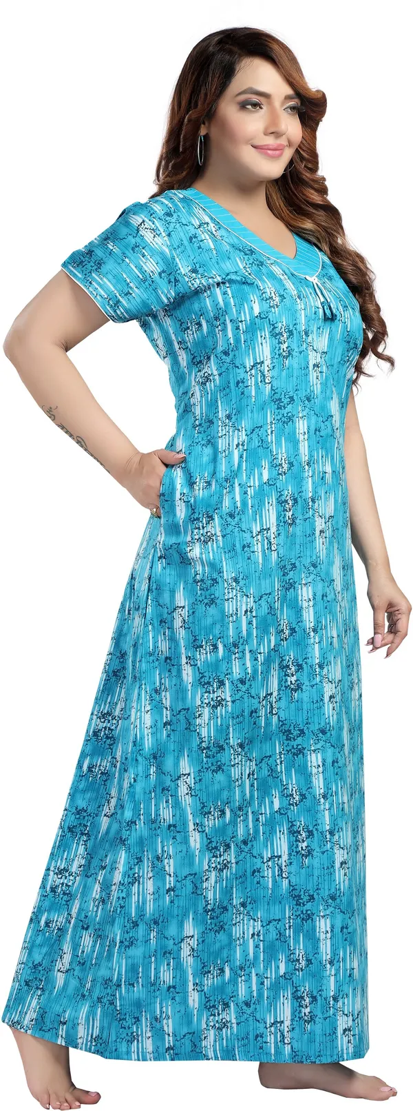 Blue_&_White_&_Dark_Blue_Cotton_Printed_Regular_Nighty_For_Women