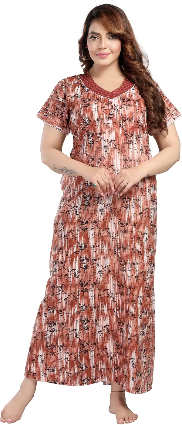 Brown_Cotton_Printed_Regular_Nighty_For_Women