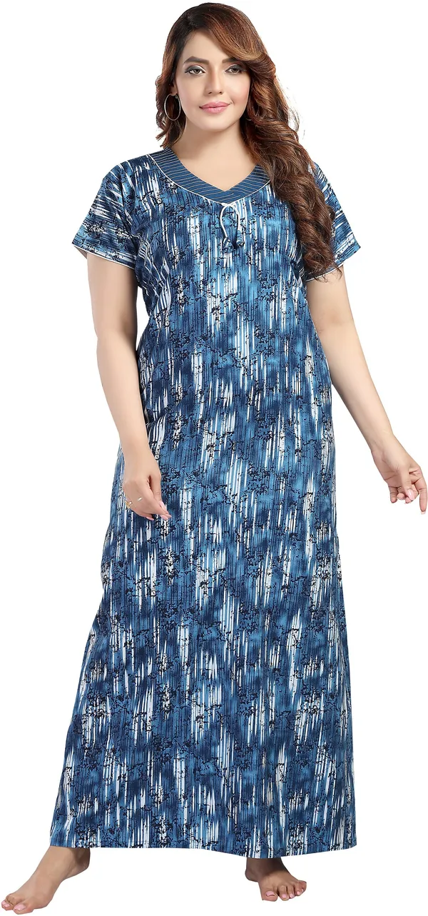 Blue_Cotton_Printed_Regular_Nighty_For_Women