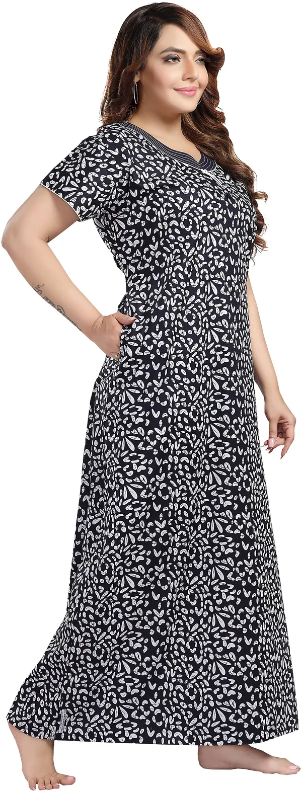 Dark_Blue_Cotton_Printed_Regular_Nighty_For_Women