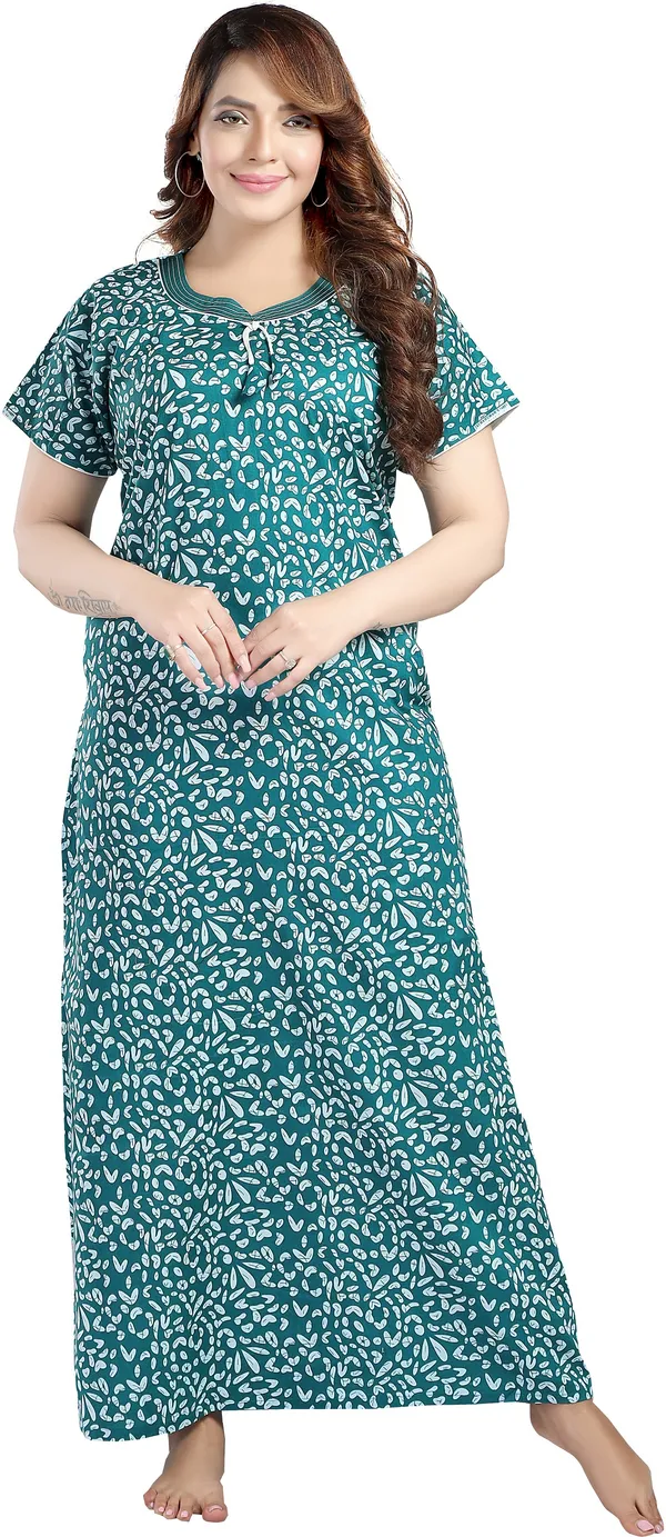 Green_&_White_Cotton_Printed_Regular_Nighty_For_Women