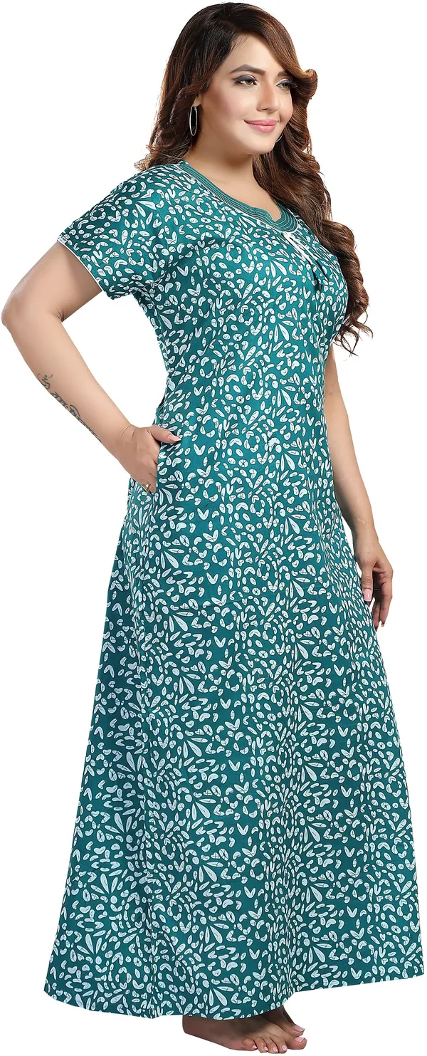 Green_&_White_Cotton_Printed_Regular_Nighty_For_Women