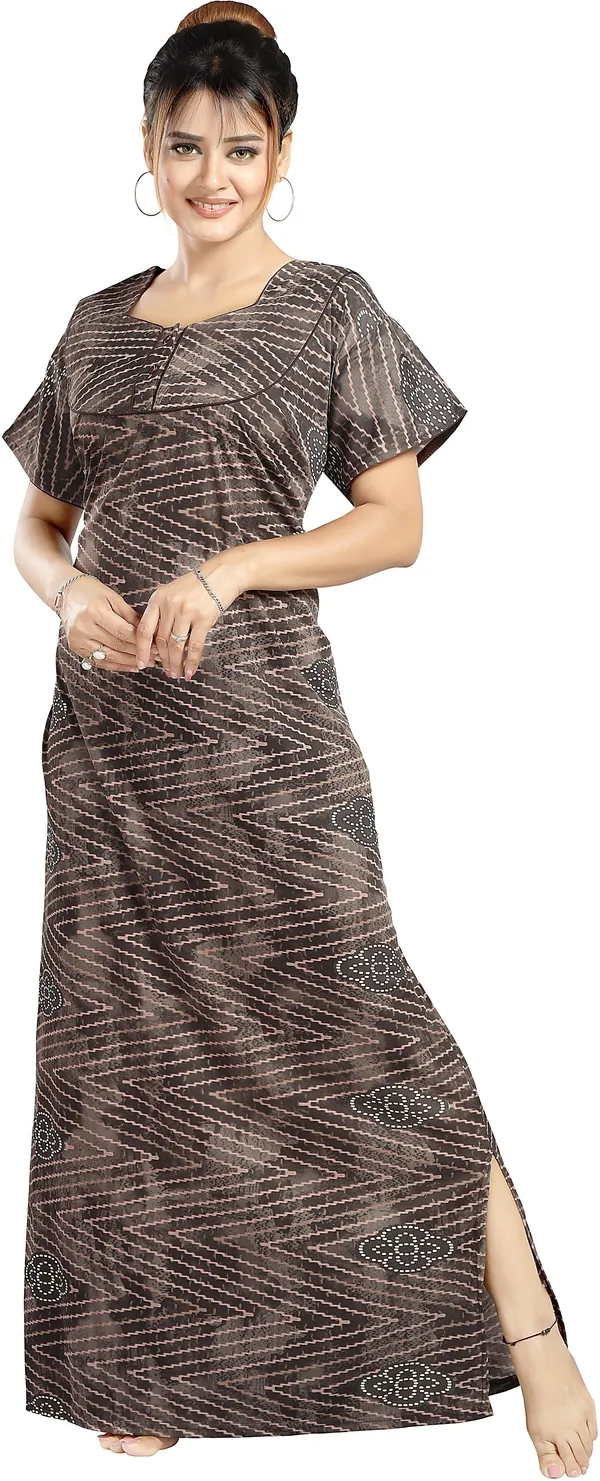 Brown_Sarina_Checkered_Regular_Nighty_For_Women