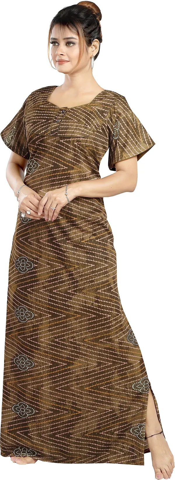 Gold_Sarina_Checkered_Regular_Nighty_For_Women
