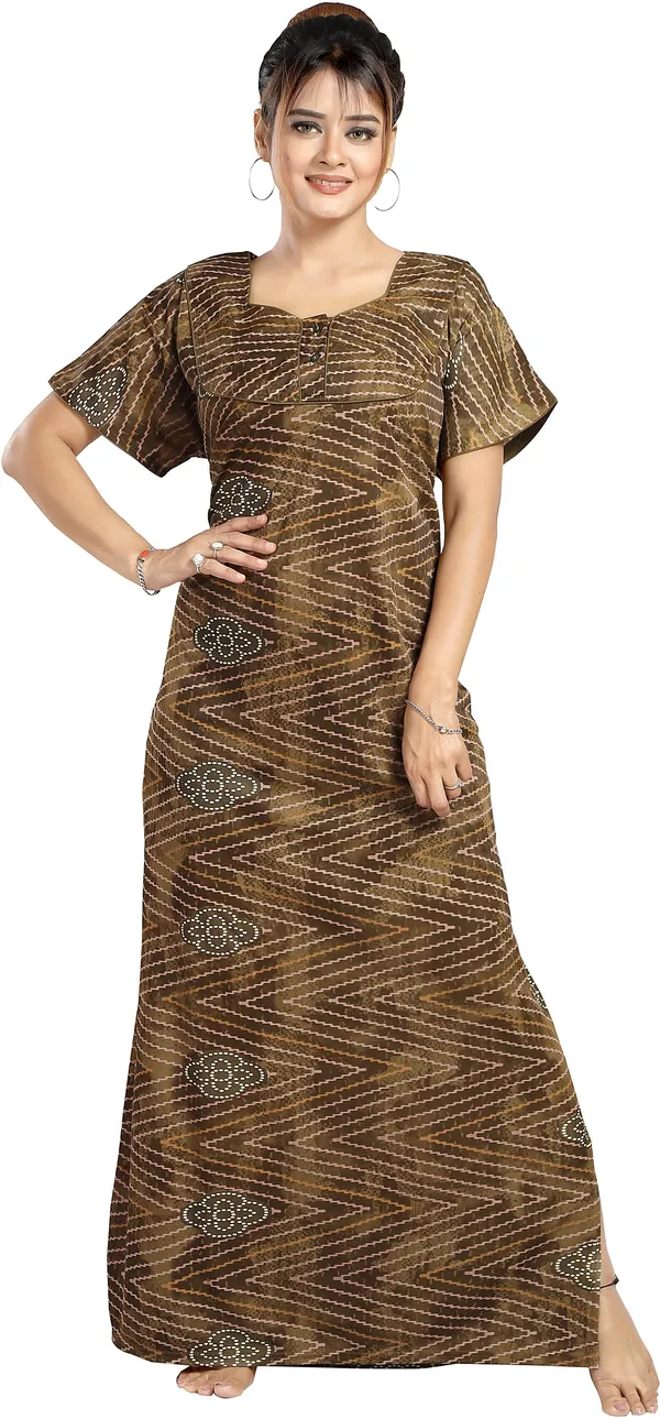 Gold_Sarina_Checkered_Regular_Nighty_For_Women