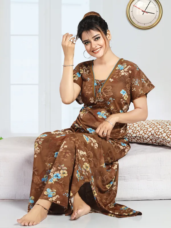 Brown_Sarina_Floral_Regular_Nighty_For_Women