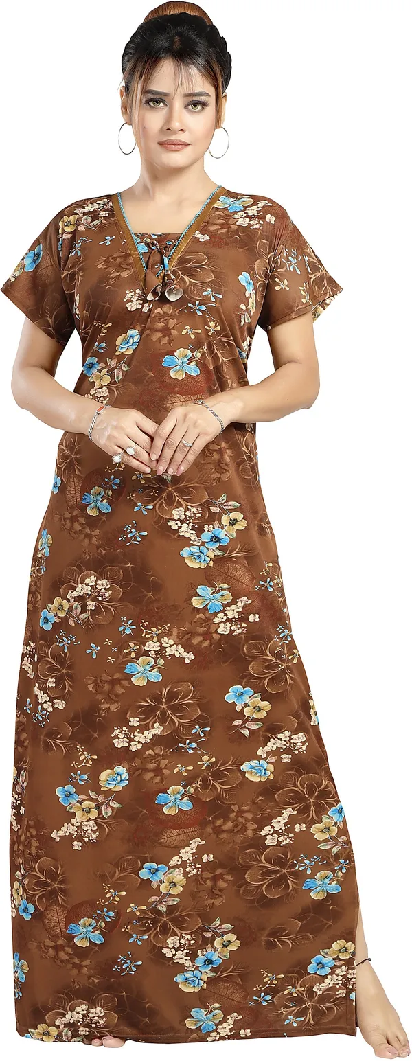 Brown_Sarina_Floral_Regular_Nighty_For_Women
