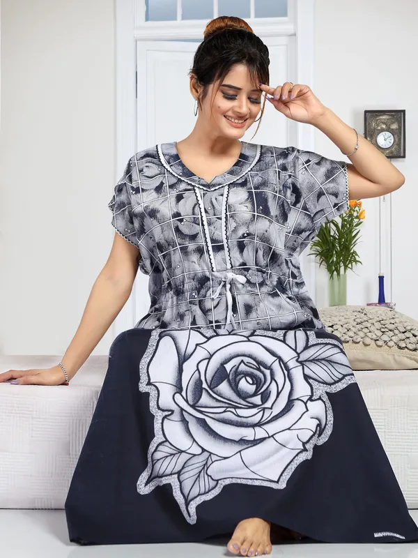 Dark_Blue_Cotton_Self_Design_Regular_Nighty_For_Women