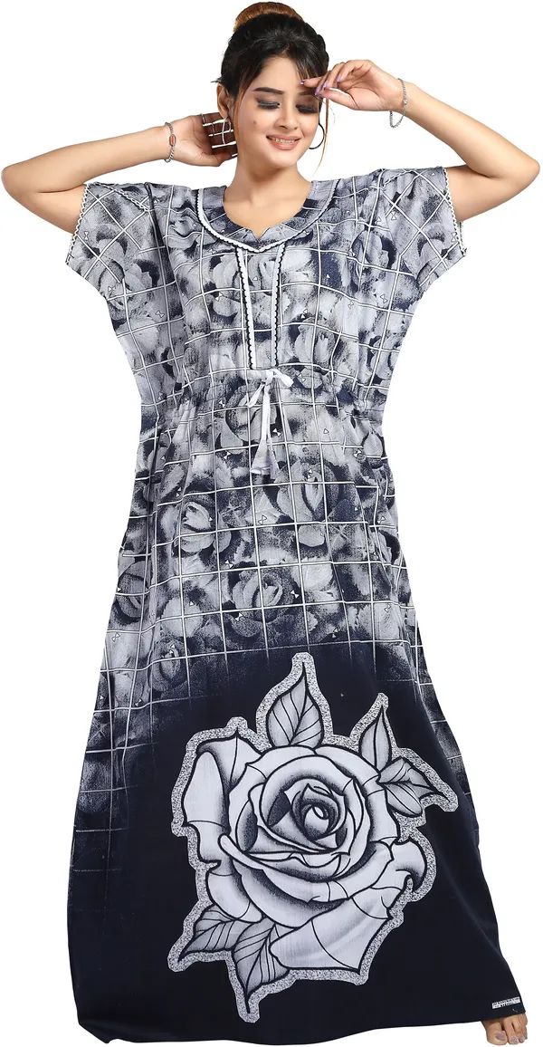 Dark_Blue_Cotton_Self_Design_Regular_Nighty_For_Women
