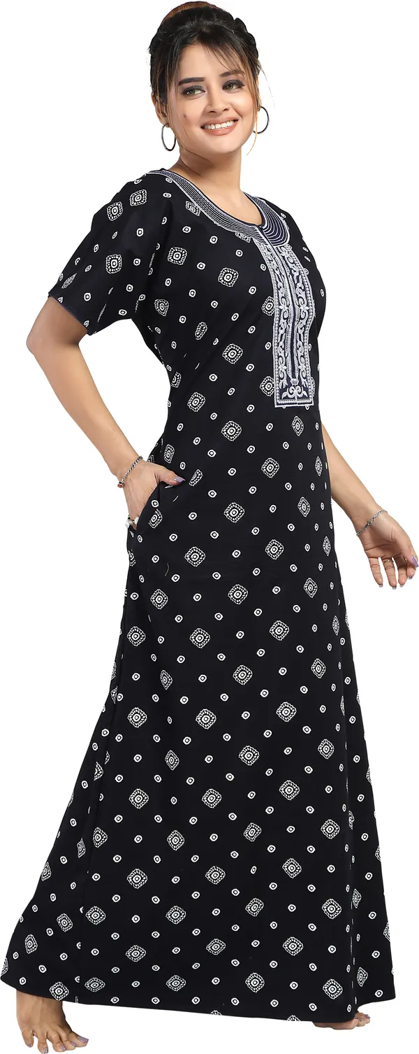 Dark_Blue_Cotton_Embroidered_Regular_Nighty_For_Women