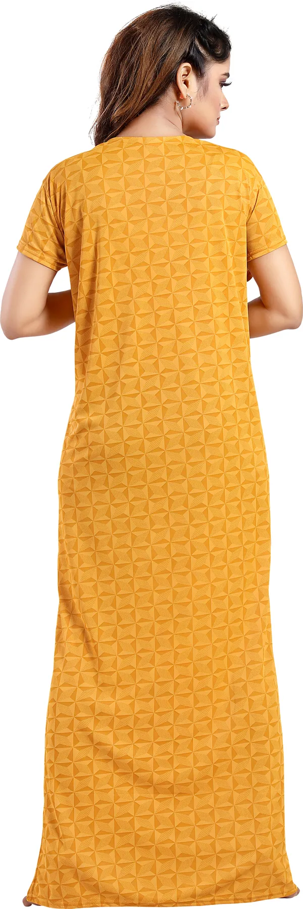 LIFE-TALE_Yellow_Sarina_Checkered_Regular_Nighty_For_Women