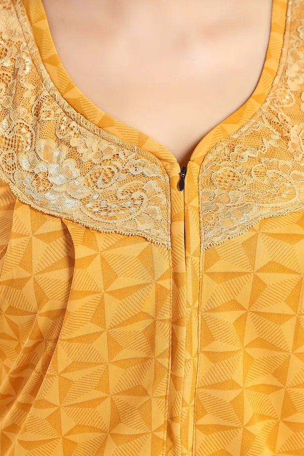 LIFE-TALE_Yellow_Sarina_Checkered_Regular_Nighty_For_Women