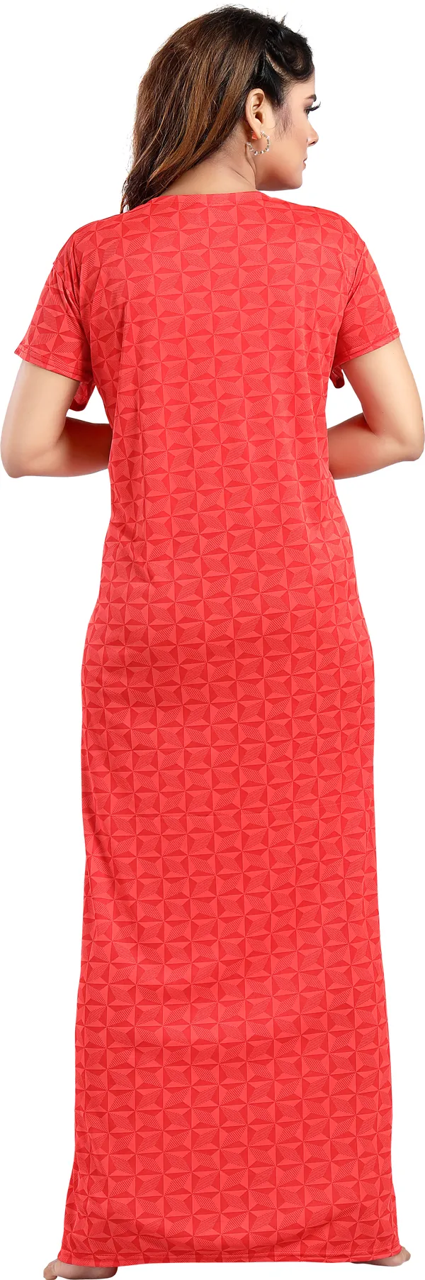 LIFE-TALE_Red_Sarina_Checkered_Regular_Nighty_For_Women
