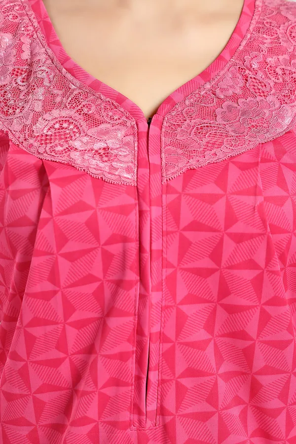 LIFE-TALE_Pink_Satin_Checkered_Regular_Maternity_&_Nursing_Nighty_For_Women