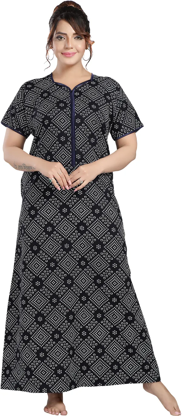 Dark_Blue_Cotton_Printed_Regular_Nighty_For_Women