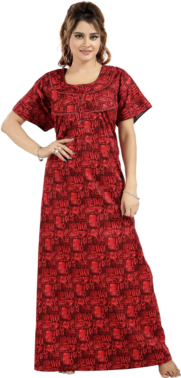 Red_Cotton_Lace_Regular_Nighty_For_Women