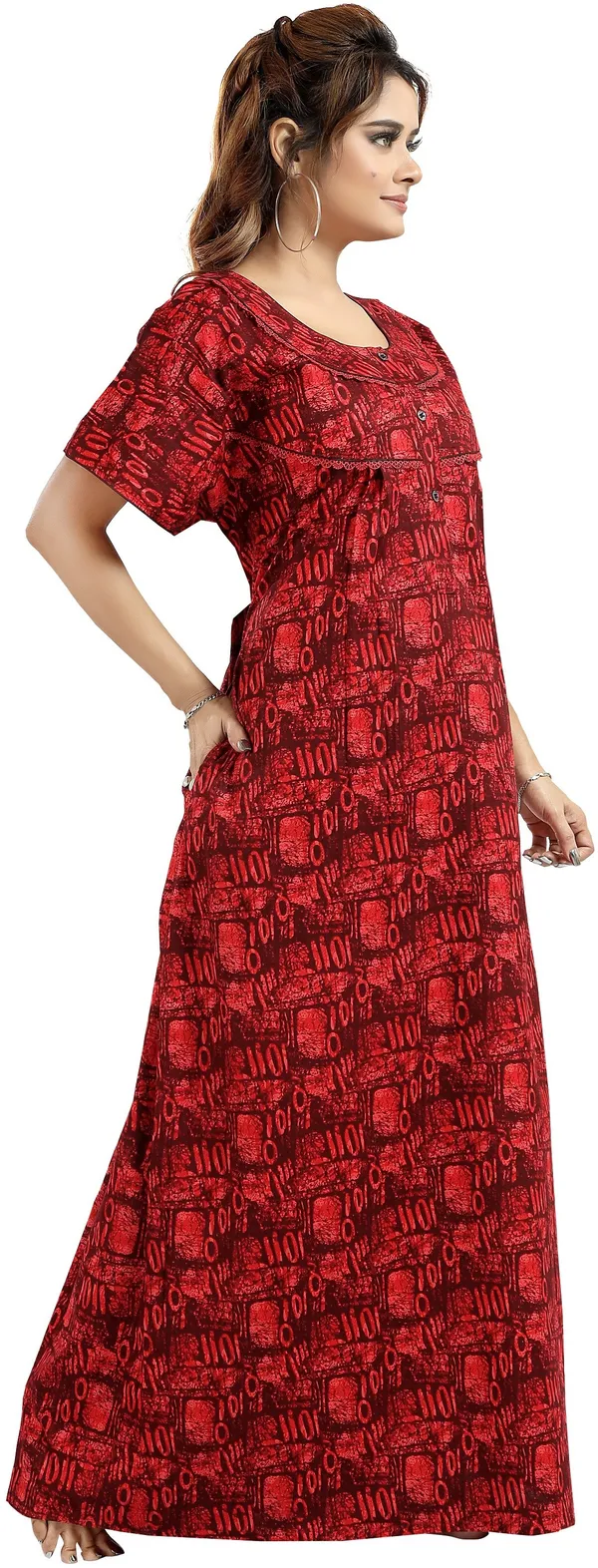 Red_Cotton_Lace_Regular_Nighty_For_Women